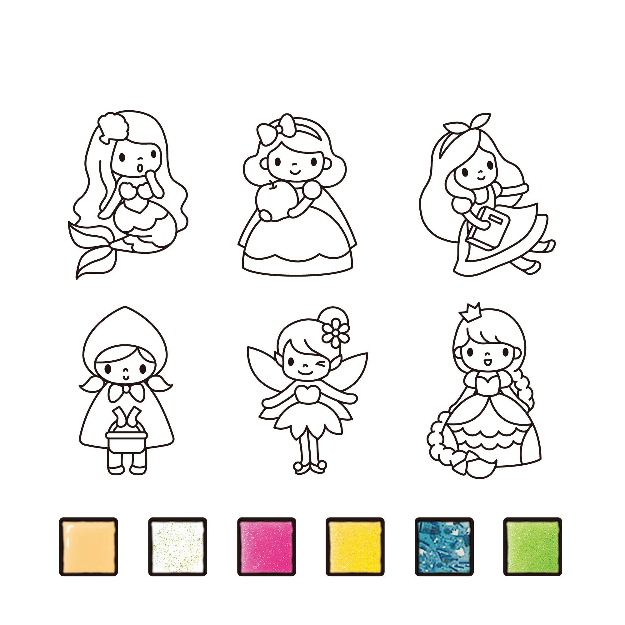 ■グラスデコ＝コーラルオレンジ、スーパースパークルクリア、スパークルピンク、スパークルイエロー、スーパースパークルブルー、スパークルグリーン■オーナメントプレート＝人魚姫、白雪姫、アリス、赤ずきんちゃん、ティンカーベル、ラプンツェル