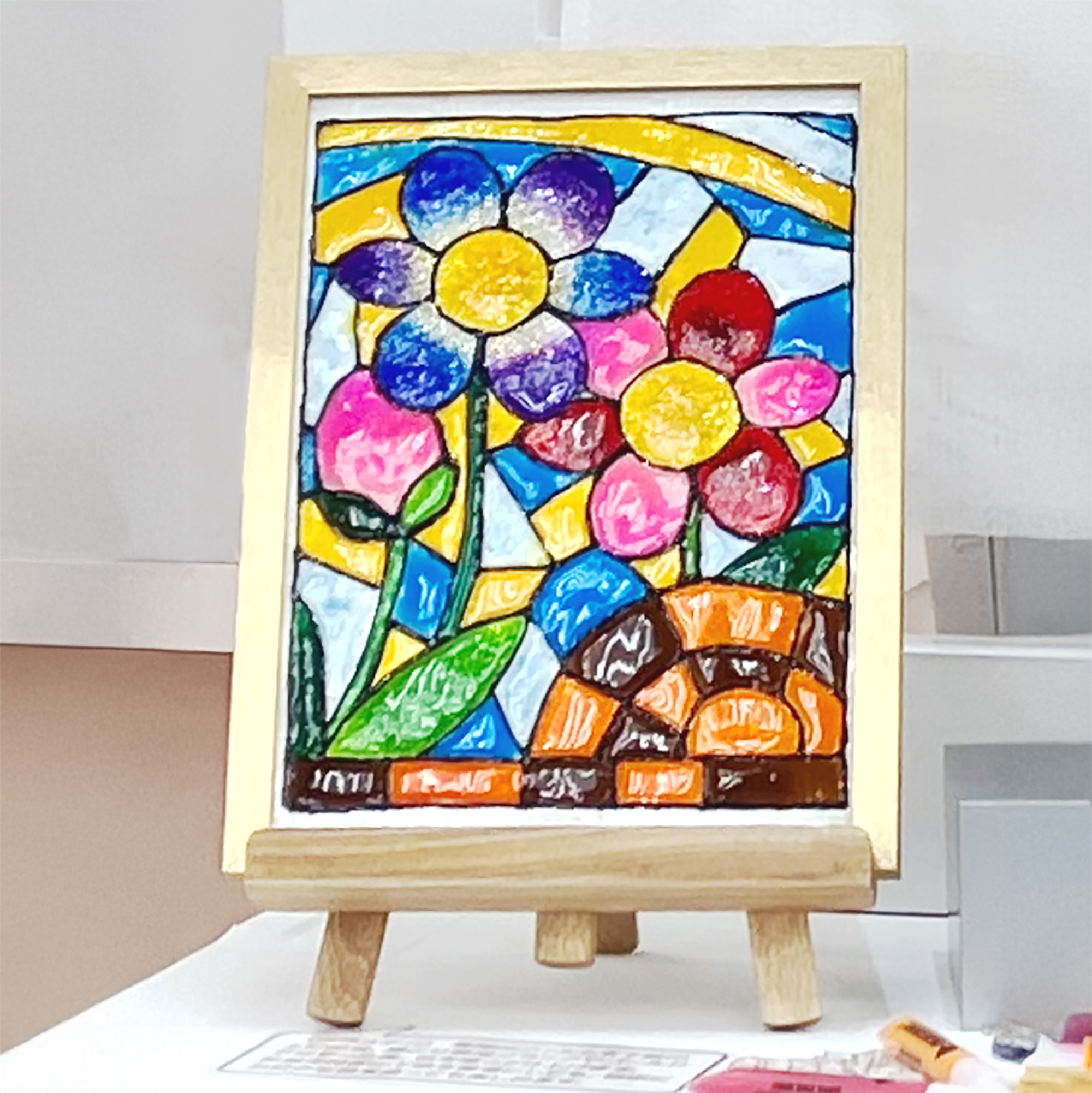 DL下絵_フレームに入れて飾りたいフラワーモチーフの絵柄